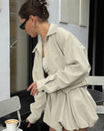 Trendy Lapel Coat Set for Women
