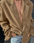 Vintage Brown Suede Blazer for Women