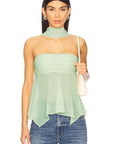 Sexy Sheer Chiffon Strapless Top with Scarf