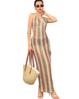 Stylish V-Neck Sleeveless Striped Dress