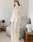 Casual Vintage Satin Two-Piece Set for Women