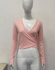 Y2K Style Spring Women's V-Neck Long Sleeve Set