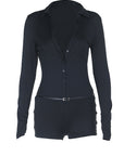 INS Style Button V-Neck Jumpsuit for Women
