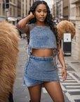Stylish Denim Two-Piece Set for Women