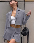 Stylish Gray Suit Skirt Set for Women