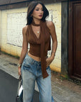 Sleeveless Summer Top with Tie for Women