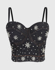 Stylish Beaded Crop Top with Adjustable Straps