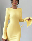 Sexy Backless Bell Sleeve Dress for Women
