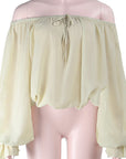 Loose Fit Lantern Sleeve Off Shoulder Top