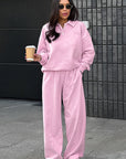 Casual Women's Hoodie Set with Wide Leg Pants