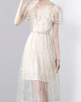 French Elegant Women's Lace Ruffle Dress