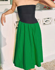 Fashion Color Block Strapless Maxi Dress