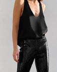 Casual Satin Deep V Neck Tank Top for Women