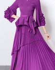 European Style Tie Waist Flare Sleeve Top Set