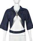 Stylish Cropped Denim Jacket with Lapel for Women