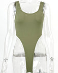 Summer Women's Sexy Slim Fit Cotton U-Neck Bodysuit