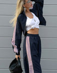 Trendy Color Block Casual Sports Suit