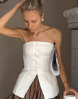 Simple White Strapless Top for Women