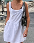 Summer Casual White Cotton Linen Dress