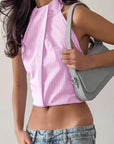 Sexy Rhinestone Striped Halter Top for Women