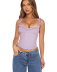 Sexy Sheer Mesh Top with Ruffle Trim