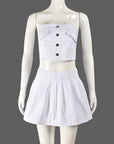 Trendy Women's Sexy Cropped Pleated Skirt Set