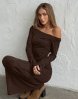 Elegant Long Sleeve Round Neck Backless Dress