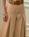 French Vintage High Waist Pleated Wide Leg Pants
