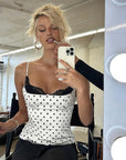 Summer Lace Splicing Polka Dot Tank Top