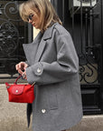 Elegant Gray Woolen Blazer for Women