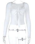 Sexy Bowknot Lace Long Sleeve Top