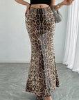 Leopard Print Sequin Layered Skirt for Women