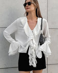 French Chiffon Ruffle Cardigan for Women