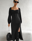 Elegant French Style Puff Sleeve Dress