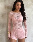 Fashionable Sexy Lace Long Sleeve Jumpsuit