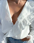 Autumn Women's Fashion V-Neck Long Sleeve Shirt