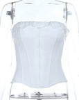 Sexy Lace Neckline Waist-Cinching Top