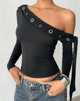 Sexy Asymmetrical Long Sleeve T-Shirt