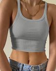 Summer Crop Top Women Sleeveless U-Neck