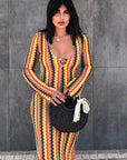 Autumn Women's V-Neck Long Sleeve Dress