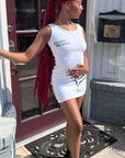 Stylish Sleeveless Heart Letter Bodycon Dress