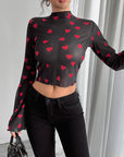 Spring Summer Women's Mesh Printed T-Shirt
