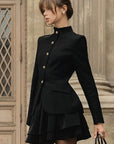 Vintage American Style College Blazer and A-Line Skirt Set