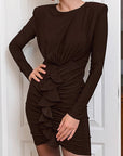 Elegant Ruffled Knit Dress for Women
