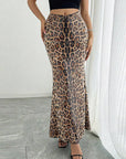 Leopard Print Sequin Layered Skirt for Women
