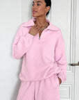 Fashionable Pink Sweatshirt and Pants Set for Women
