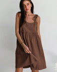 Brown Cotton Linen Dress for Women