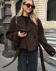 Chic Brown Woolen Coat for Women