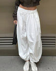 High Waist White Casual Wide Leg Pants for Women
