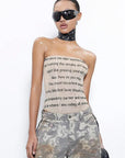 Chic Letter Print Strapless Top for Summer